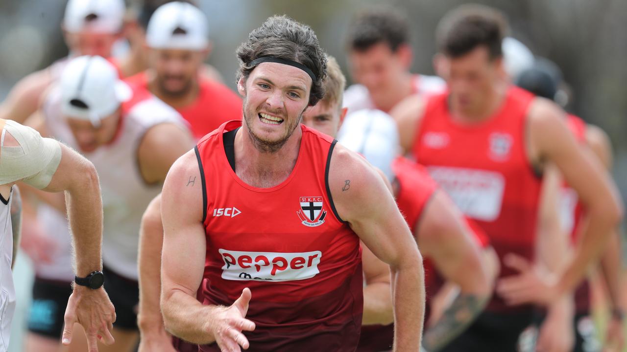 St Kilda Training at Deakin University in Geelong. 05/12/2019. Dylan Roberton during training today. Pic: Michael Klein