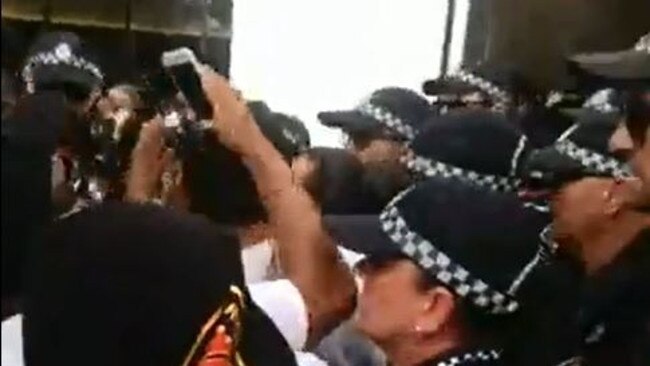 Indigenous protesters clash with police on the Gold Coast. Photo: Supplied