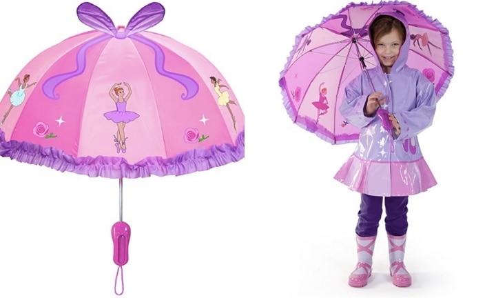 Umbrella for Kids Cute Print Color Changing Umbrella Anti-UV Windproof Waterproof Umbrella for Outdoor Use（Strawberry Beige） 