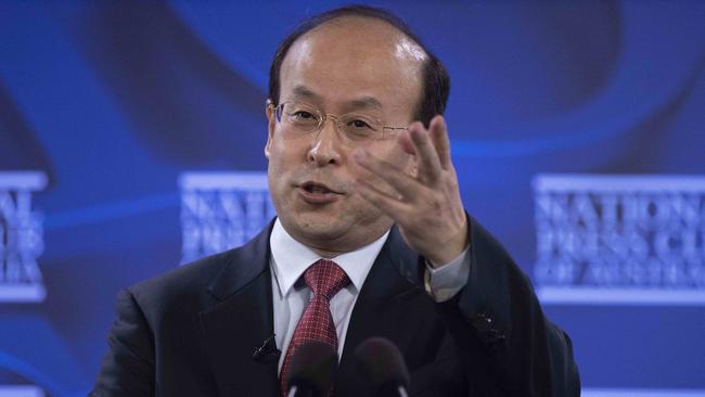 Xiao Qian, Ambassador of the People’s Republic of China, addresses the National Press Club. Picture: Gary Ramage