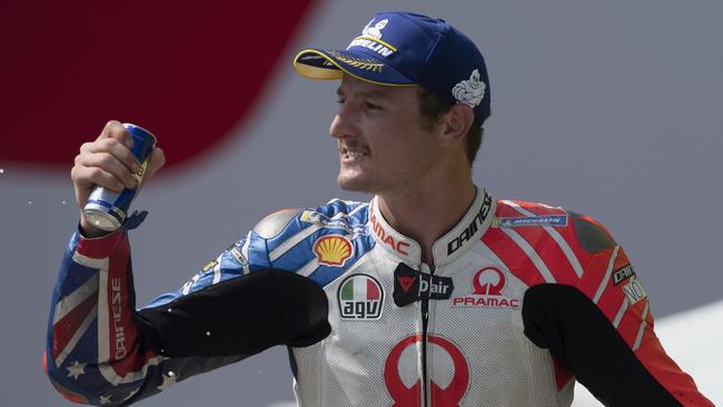 Jack Miller after claiming third place in the Czech Republic MotoGP earlier this month. Picture: Getty Images