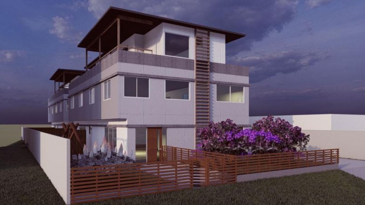 Four, three-storey units are proposed for construction at 43 Verney St, Kings Beach. Picture: LYNP Projects and Constructions