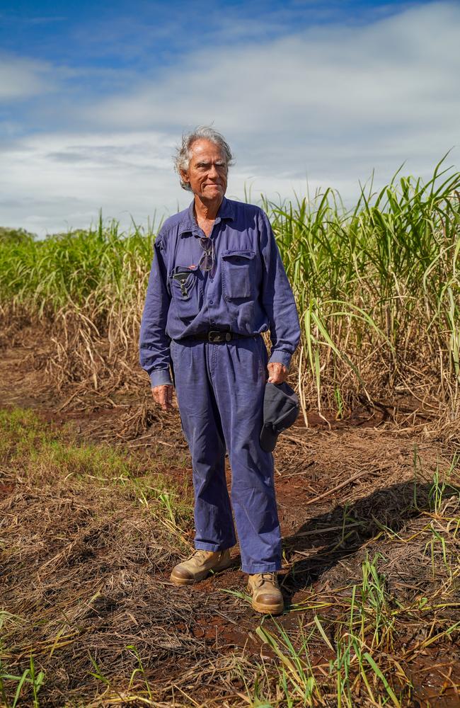 QCAR Herbert District Senior Vice Chairman Ian Kemp with his flood-damaged sugarcane paddock in Ingham. 22 Feb 2025. (