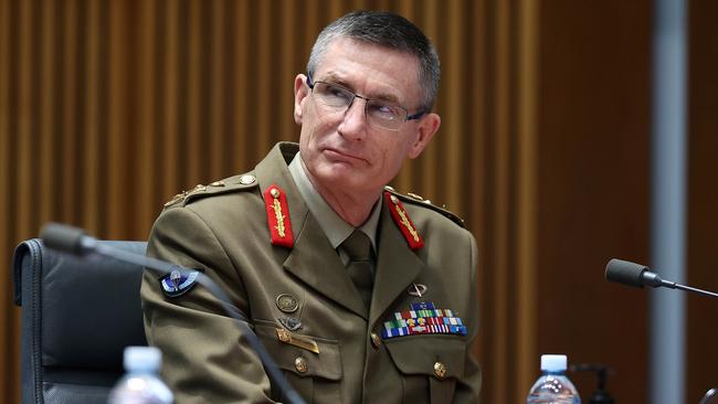 CANBERRA, AUSTRALIA - NewsWire Photos OCTOBER 27th 2021: Defence Senate Estimates where the Chief of the Defence Force (CDF) General Angus Campbell appeared before the committee in Parliament House in Canberra. Picture: NCA Newswire / Gary Ramage