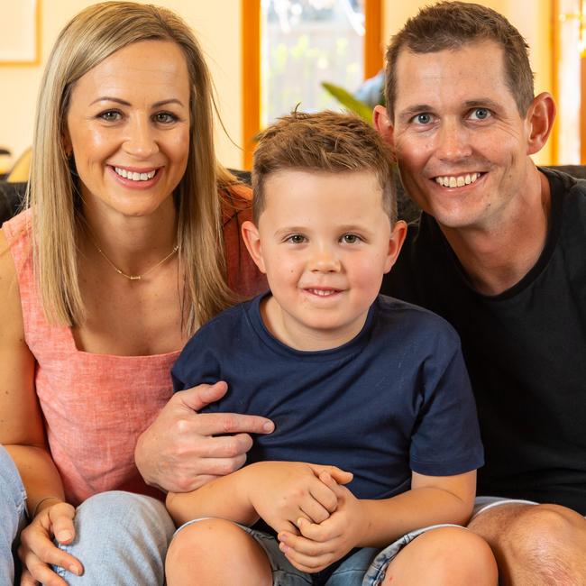 A proud family man: The late Ryan Hodges is pictured with wife Helen and young son Ollie. Picture: Supplied