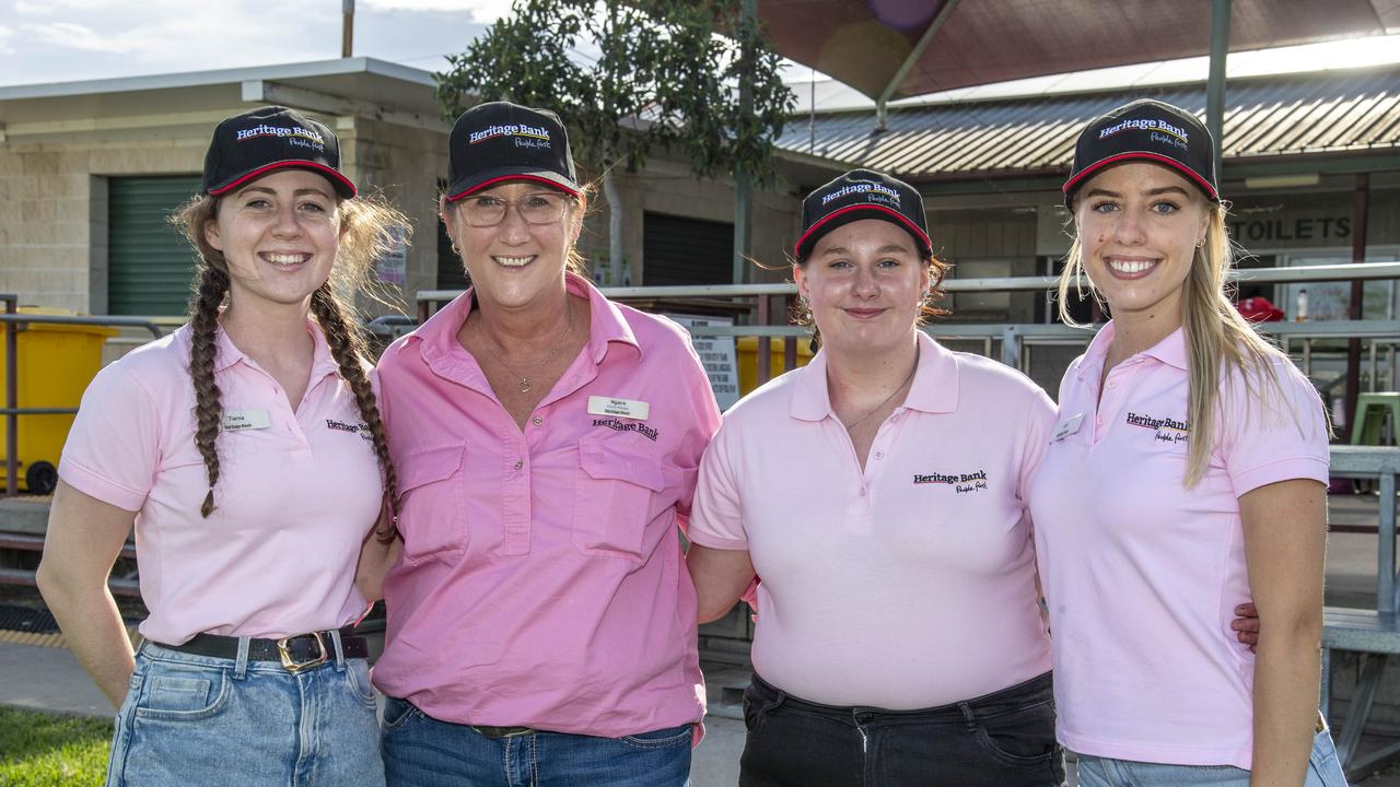 (From left) Tiarna Clark, Ngaire Ackers, Kirsty Cooper and Ella Williams at the Arthur Postle Gift in Pittsworth. Saturday 18th January, 2025. Picture: Nev Madsen.