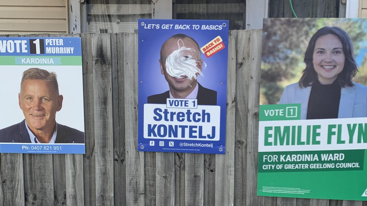 Stretch Kontelj claims his corflutes are being specifically targeted in the hotly contested Kardinia ward. Picture: Supplied.