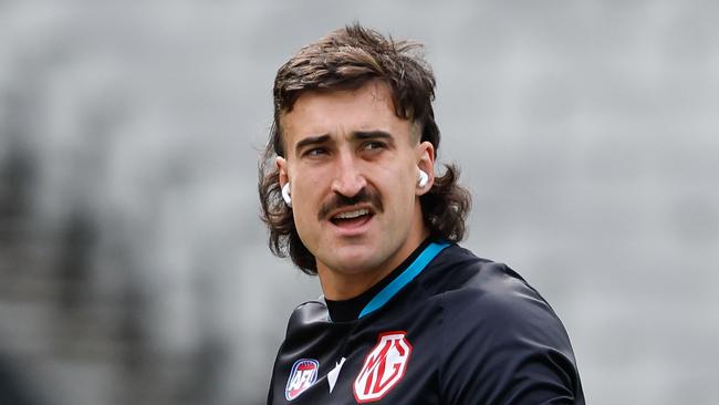 MELBOURNE, AUSTRALIA - APRIL 20: Ivan Soldo of the Power warms up before the 2024 AFL Round 06 match between the Collingwood Magpies and the Port Adelaide Power at the Melbourne Cricket Ground on April 20, 2024 in Melbourne, Australia. (Photo by Dylan Burns/AFL Photos via Getty Images)