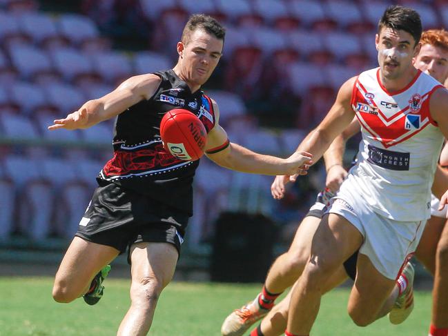 Fletcher Carroll was busy for the Tiwi Bombers against Waratah. Picture: GLENN CAMPBELL