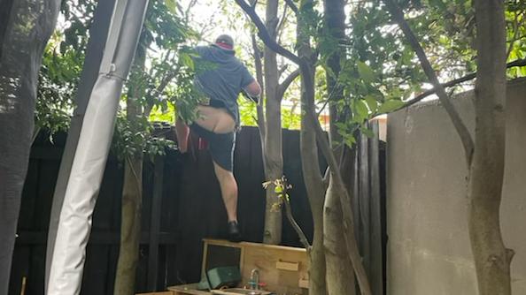 A cheeky burglar puts on an off-putting display in Elwood.