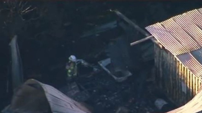 Two people have died in a caravan fire at Upper Brookfield. Picture: 9 News