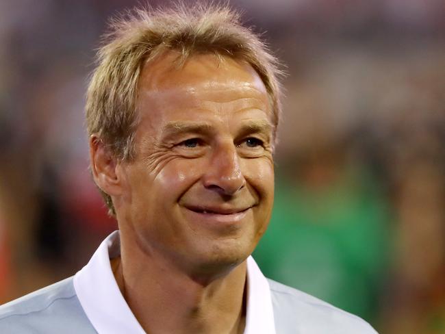 JACKSONVILLE, FL - SEPTEMBER 06:  Head coach Jurgen Klinsmann of the United States smiles following a victory against Trinidad & Tobago during the FIFA 2018 World Cup Qualifier at EverBank Field on September 6, 2016 in Jacksonville, Florida.  (Photo by Sam Greenwood/Getty Images)