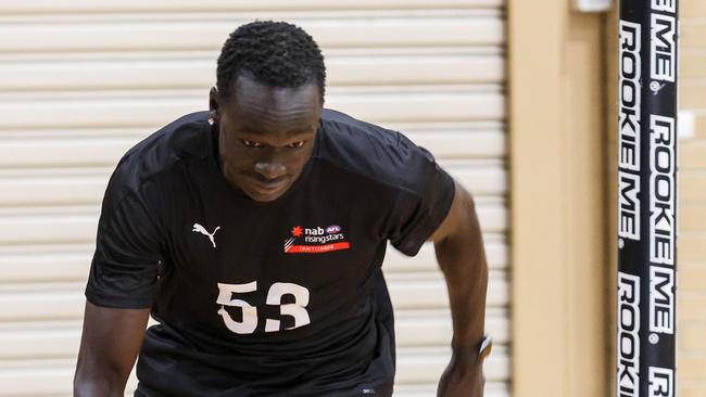 Central District defender Leek Aleer broke the running vertical jump record at the draft combine. Picture: Russell Millard