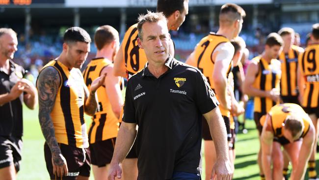 Alastair Clarkson says there’s plenty of work ahead for the Hawks, but the signs are positive. Picture: Mark Brake/Getty Images