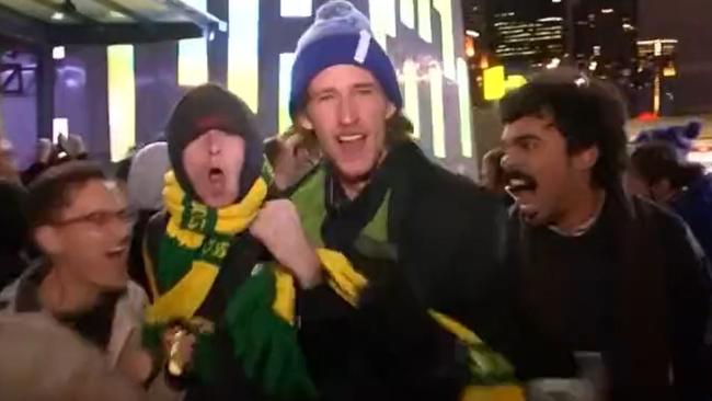 Socceroos fans go berserk in Melbourne.