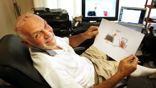 Cartoonist Larry Pickering at his home on the Gold Coast.