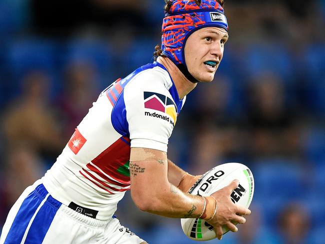 Newcastle's Kalyn Ponga grew up in Brisbane playing junior touch footy alongside South Sydney fullback Corey Allan. Picture: Matt Roberts/Getty Images