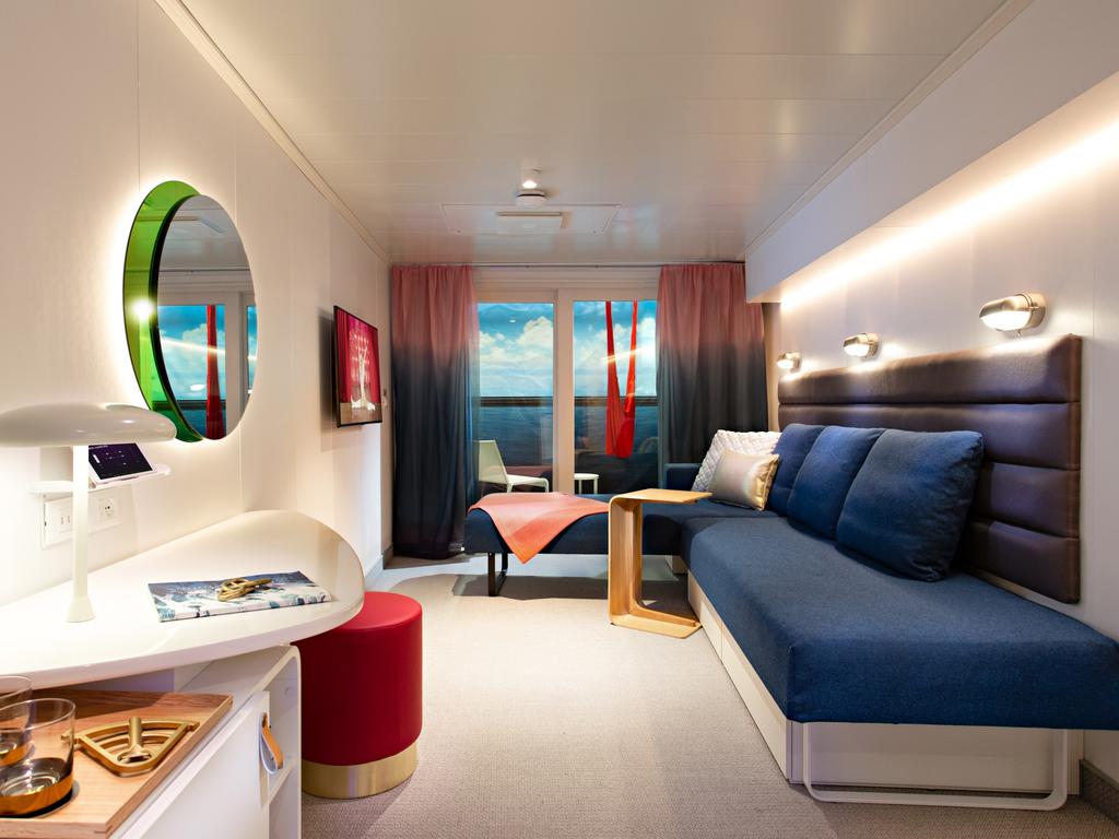 Virgin Voyages’ Scarlet Lady cruise ship has seabeds that will convert from full-sized beds to lounges. Picture: Andrea Black