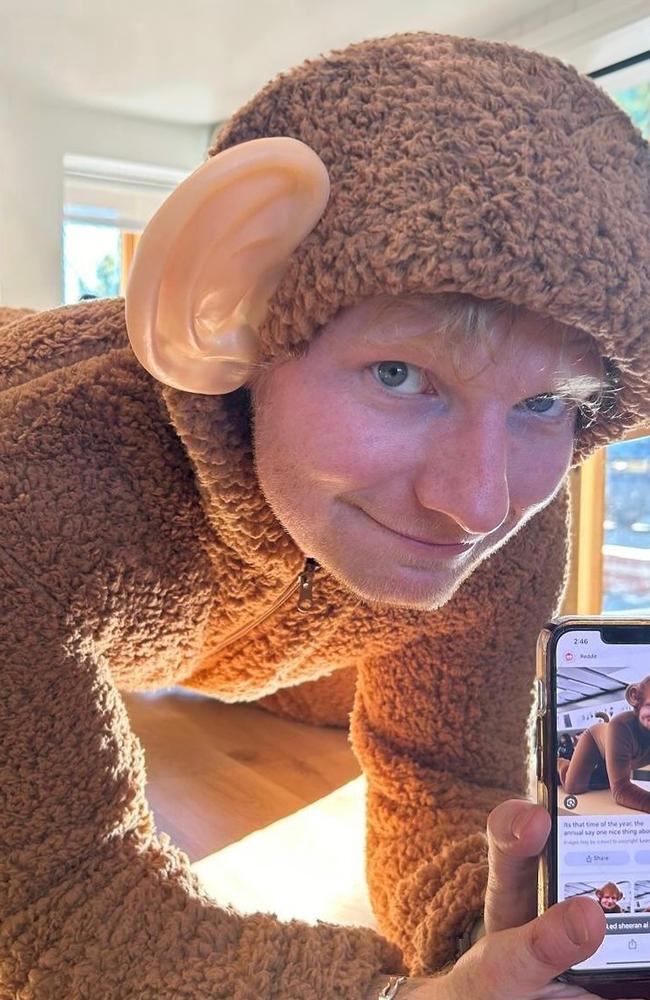 Some more wholesome vibes - Ed Sheeran dresses as a meme of himself. Picture: teddysphotos/Instagram