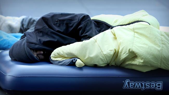 Homeless in Martin Place. Picture: Chris Pavlich