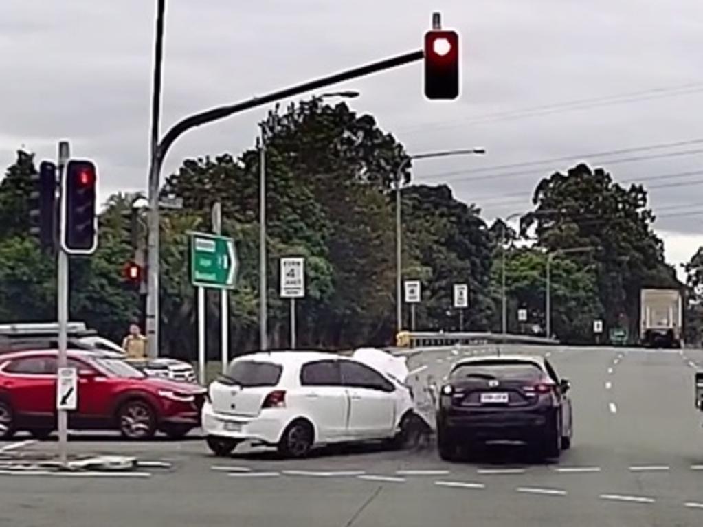 The blue Mazda sped through the red light. Picture: Picture: Dashcam Owners Australia