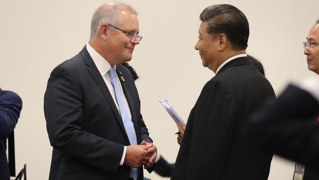 Australian Prime Minister Scott Morrison meets with President Xi Jinping during the G20 in Osaka, Japan in June last year. Picture: Adam Taylor/PMO