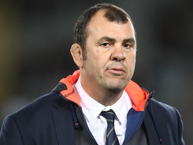 AUCKLAND, NEW ZEALAND - AUGUST 25:  Wallabies coach Michael Cheika during The Rugby Championship game between the New Zealand All Blacks and the Australia Wallabies at Eden Park on August 25, 2018 in Auckland, New Zealand.  (Photo by Phil Walter/Getty Images)