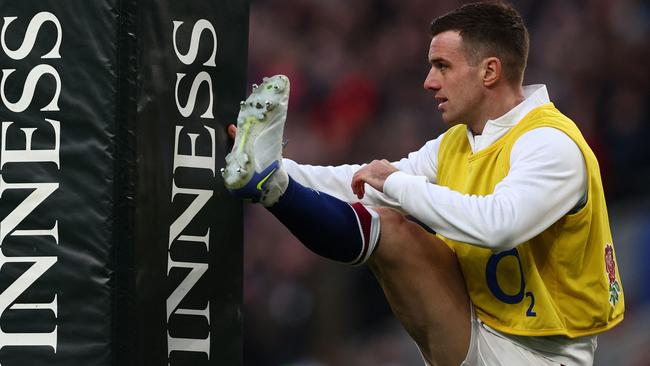 Substitute England's George Ford stretches during the Six Nations international rugby union match between England and Wales at Twickenham Stadium, west London, last month. Picture: AFP