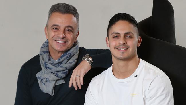 James Hachem with his father Joe Hachem. Picture: David Crosling