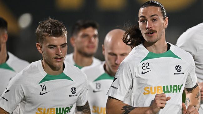 Riley McGree (left) would take a tap in at the World Cup. Picture: AFP