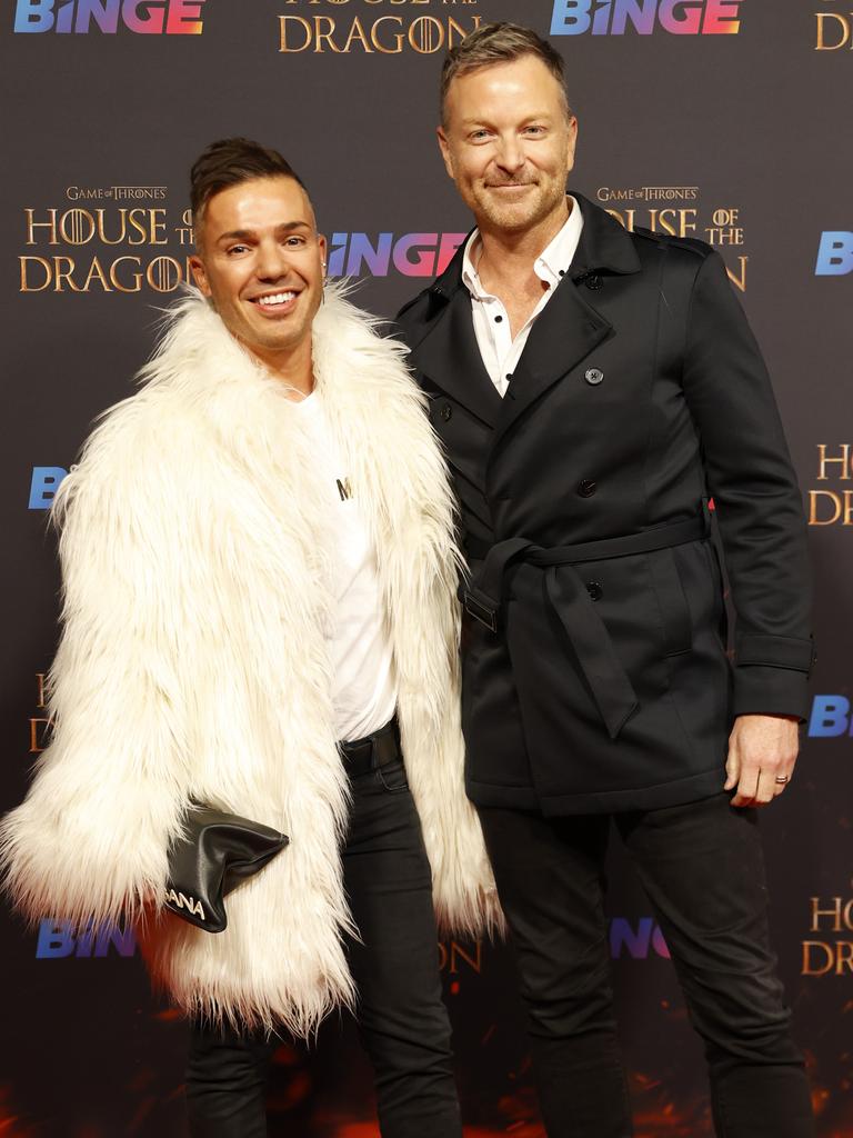 Anthony Call and Tim Campbell at the House of the Dragon Australian Premiere at Hoyts Entertainment Quarter. Picture: Jonathan Ng