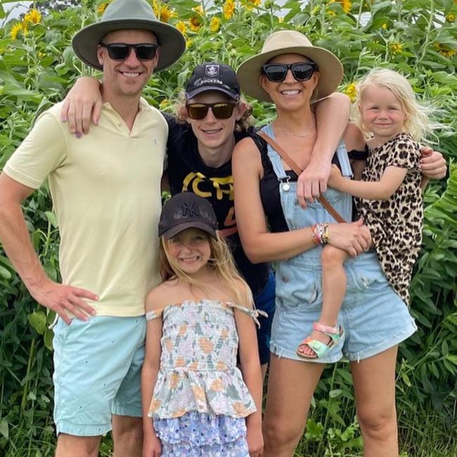 Carrie Bickmore with partner Chris, son Ollie and their daughters Evie and Adelaide.