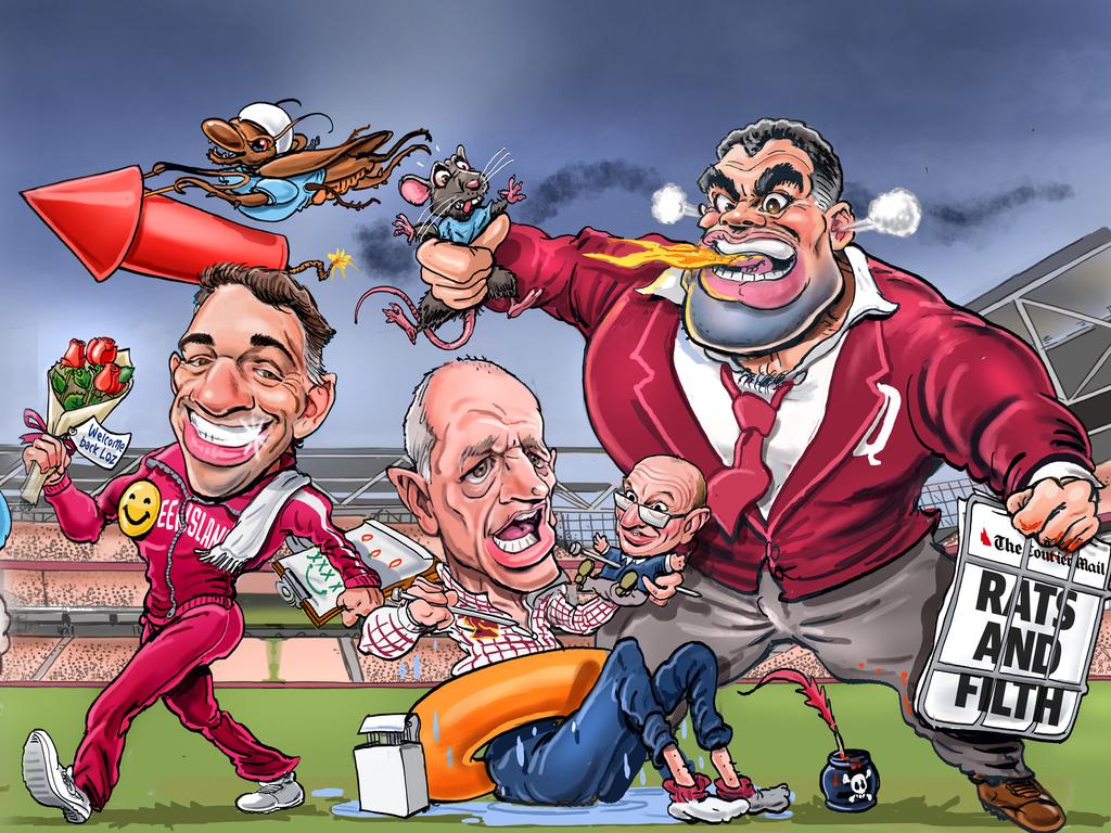 Phil 'Buzz' Rothfield and Robert 'Crash' Craddock go head to head for Buzz State of Origin I. Art: Scott 'Boo' Bailey