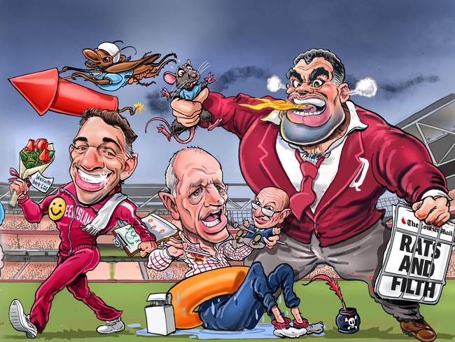 Phil 'Buzz' Rothfield and Robert 'Crash' Craddock go head to head for Buzz State of Origin I. Art: Scott 'Boo' Bailey
