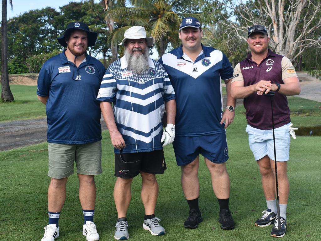 Hall's Transport team - Troy Wheeler, Wally Wheeler, Lachlan Hall and Cooper Nobbs - at the inaugural Brendon Hall Memorial Golf Day at the Rockhampton Golf Club on February 16, 2025.