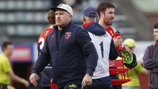 North Hobart coach Adam Bester will have to contend with former AFL star Jack Riewoldt when they face Clarence on Saturday. Picture: Nikki Davis-Jones