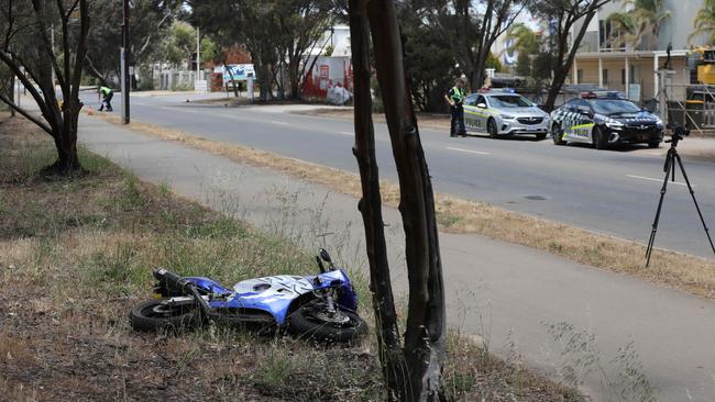 Motorcyclist crash at Pooraka. Picture: Dean Martin/AAP Image