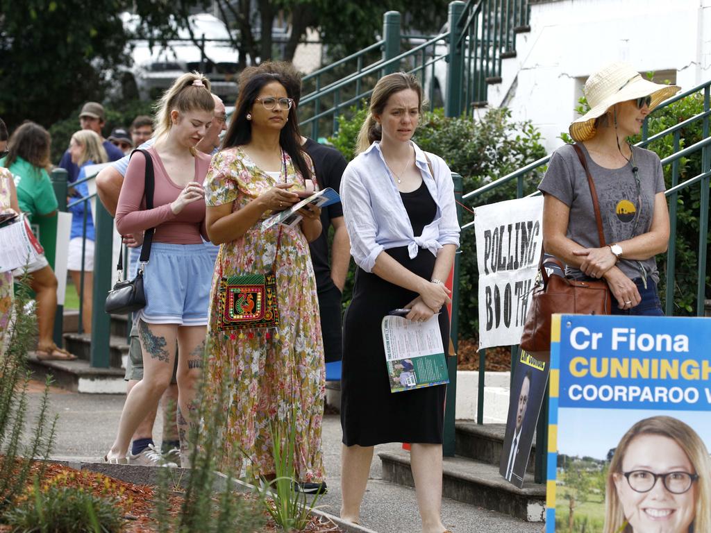 Voters in Brisbane. Picture: NCA NewsWire/Tertius Pickard