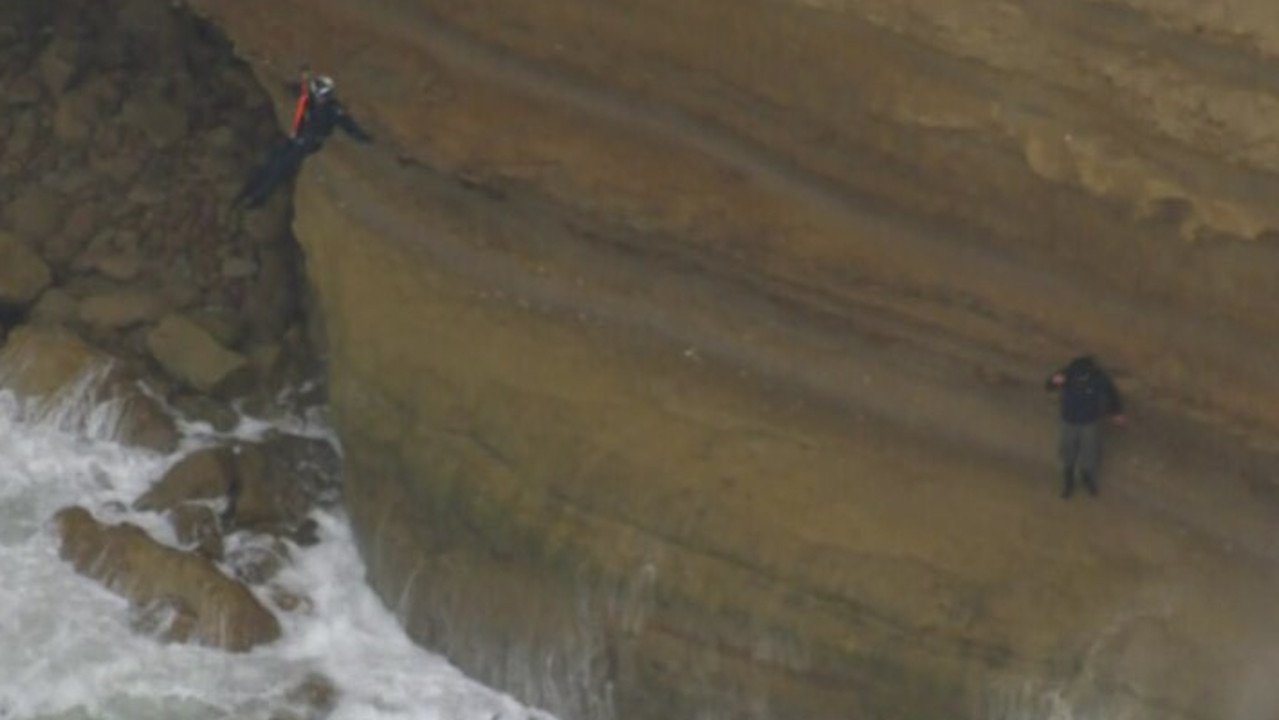 Emergency crews were called to save the man after he was trapped by rising tides. Picture: ABC News