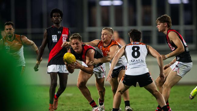 Jackson Hately as the NTFL Buffaloes' mens side beat the Essendon Bombers. Picture: Pema Tamang Pakhrin