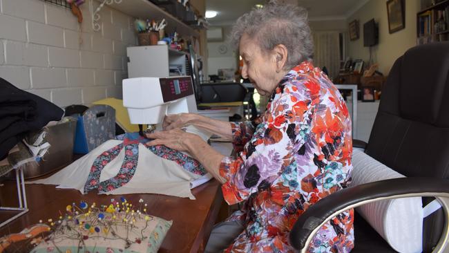 Lorraine Beezley getting a head start on the quilt she plans on entering in the 2024 show.