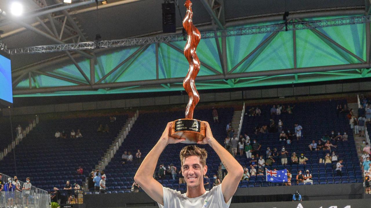 Thanasi Kokkinakis has big plans for 2022 after his strong start in Adelaide. Picture: AFP