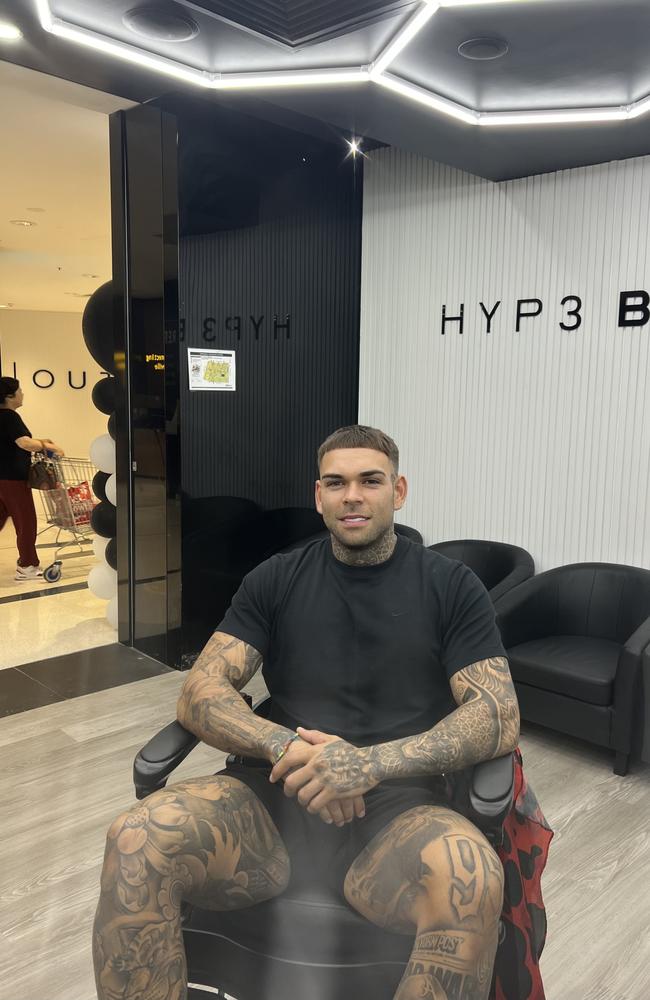 Hyp3 Barbers owner Cody Masso has relocated his business into the Townsville Shopping Centre. Picture: Supplied.