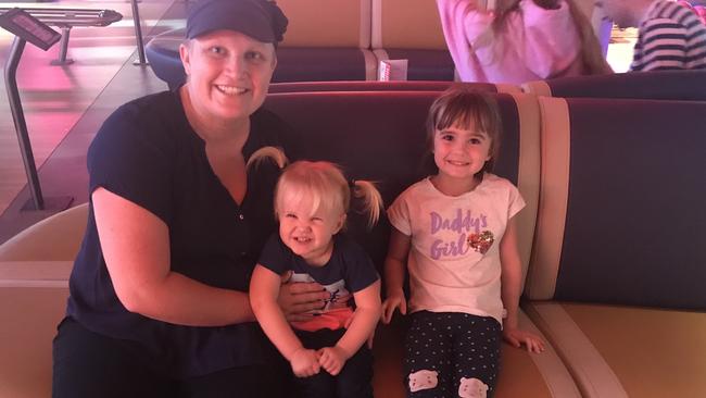 Tannum Sands mother Jess Smith with her daughters Charlotte, 7, and Heidi, 4. After battling breast cancer Mrs Smith has organised the Mother's Day Classic at Tannum Sands. Picture: contributed.