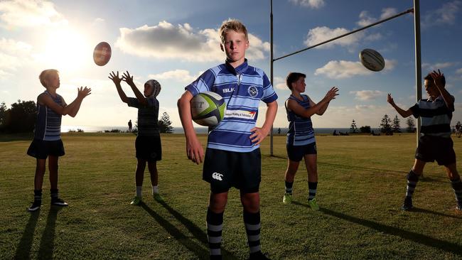 Sam Harding, 11, at Cottesloe, features in an Australian Rugby Union sales campaign for the Wallabies’ three-Test series against Ireland. Picture: Colin Murty