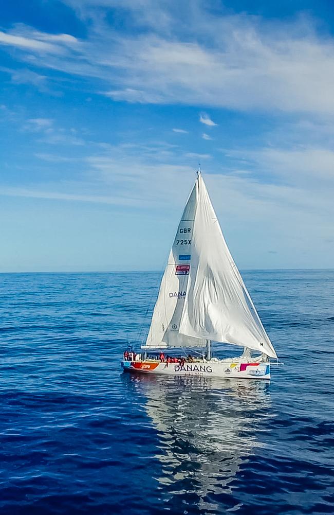 Da Nang Vietnam, Clipper Round the World yacht becalmed in Bass Strait as the fleet racing in the Rolex Sydney Hobart yacht race is surrounded by a high pressure system. Picture Craig Greenhill.