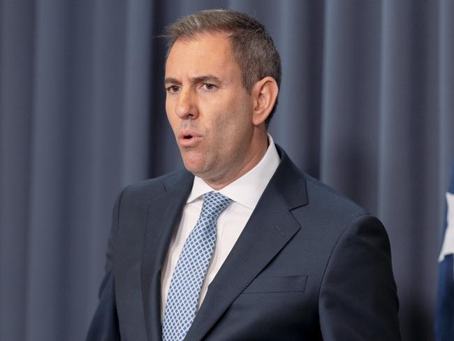 CANBERRA, AUSTRALIA, NewsWire Photos. DECEMBER 17, 2024: Treasurer Jim Chalmers and Minister for Finance Katy Gallagher give an update ahead of Wednesday's Mid-Year Economic and Fiscal Outlook (MYEFO) release at Parliament House in Canberra. Picture: NewsWire / David Beach