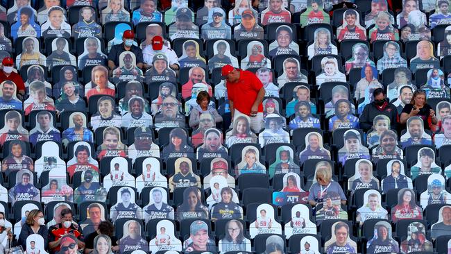 Cardboard cut outs of fans are seen prior to the game between the Tampa Bay Buccaneers and the Kansas City Chiefs in Super Bowl LV at Raymond James Stadium. Picture: Getty Images