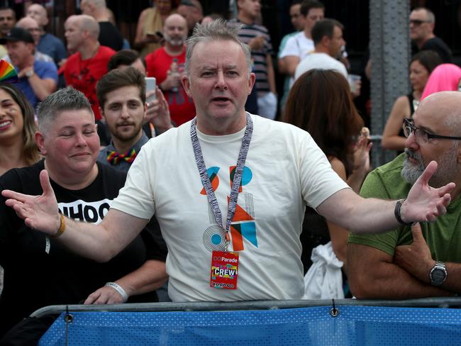 Anthony Albanese pictured at the Sydney Gay and Lesbian Mardi Gras 2020 Sydney. 29th February, 2020. Picture by Damian Shaw