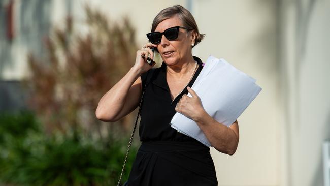 Former real estate agent Suzanne Lee Milgate leaving Darwin Local Court following her hearing over an alleged cream crepe attack on then Chief Minister Natasha Fyles in Nightcliff on September 24 2023. Picture: Pema Tamang Pakhrin